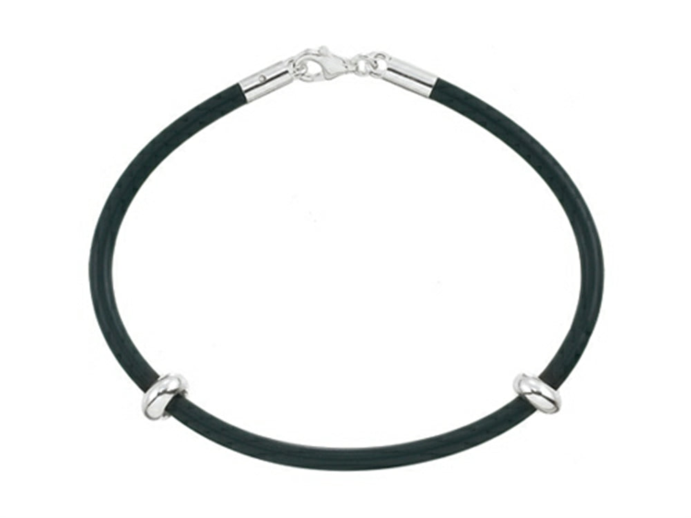 Zable Sterling Silver 7 inch by 3mm Rubber Bracelet for Bead / Charm