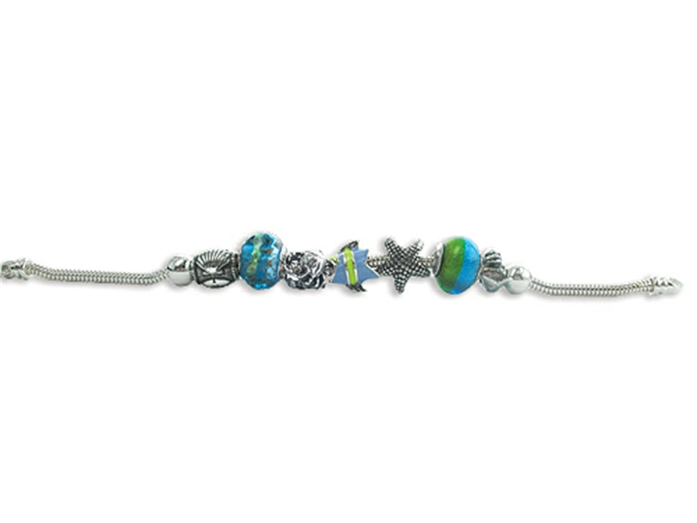 Zable Sterling Silver Sealife Theme Bracelet with 7 Beads