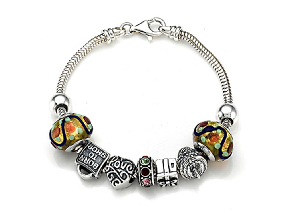 Zable Sterling Silver Birthday Theme Bracelet with 7 Beads
