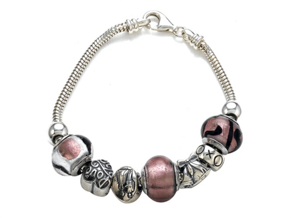Zable Sterling Silver Bridal Theme Bracelet with 7 Beads