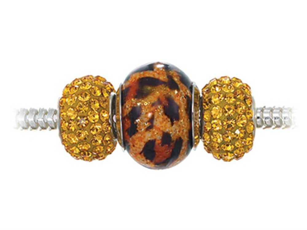 Zable Sterling Silver Leopard Print Trio Bead Set (Bracelet not included)