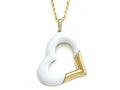 Carlo Viani Yellow Gold Loop and Yellow Gold Plated Silver White Agate Heart Shape Pendant Necklace