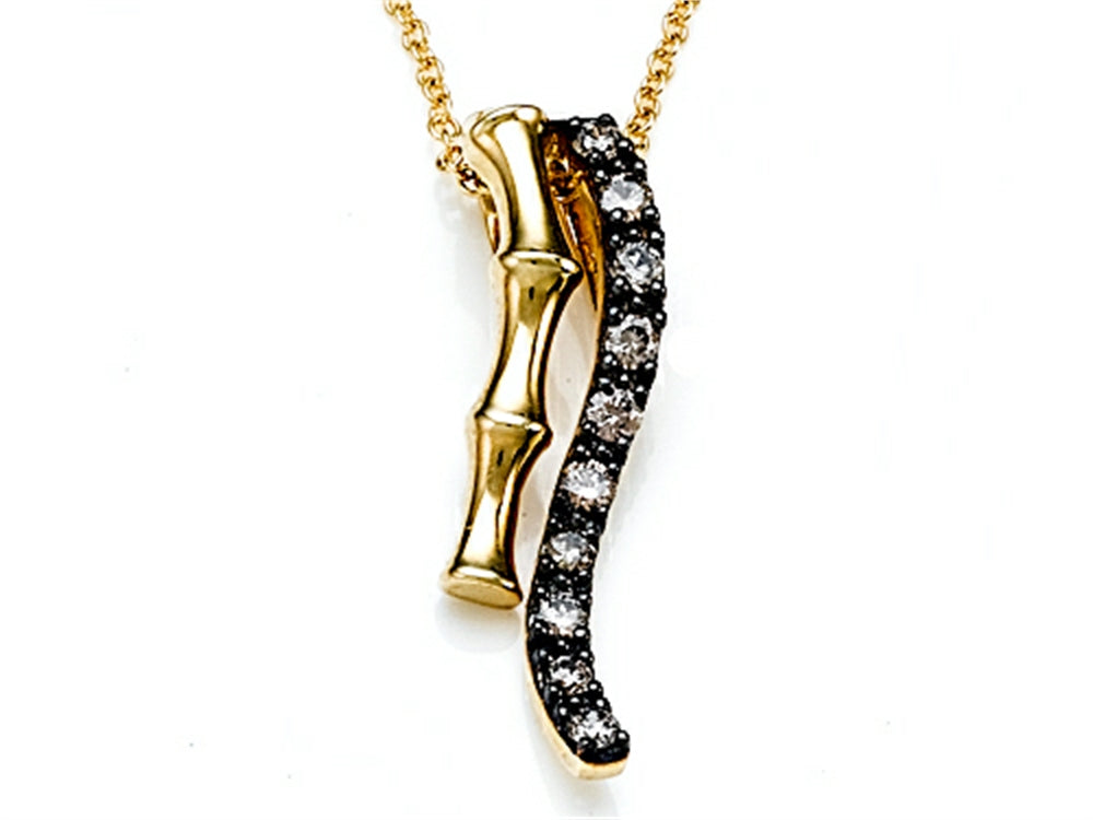 Carlo Viani Smokey Quartz Bamboo Pendant Necklace