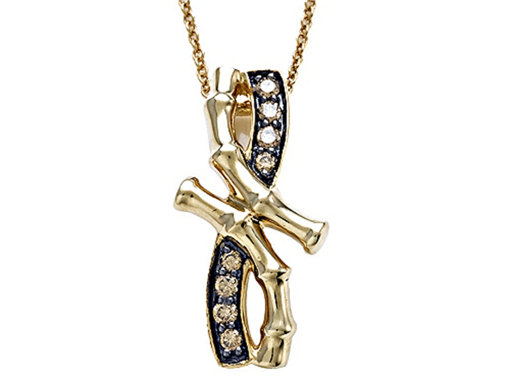Carlo Viani Smokey Quartz Bamboo Pendant Necklace