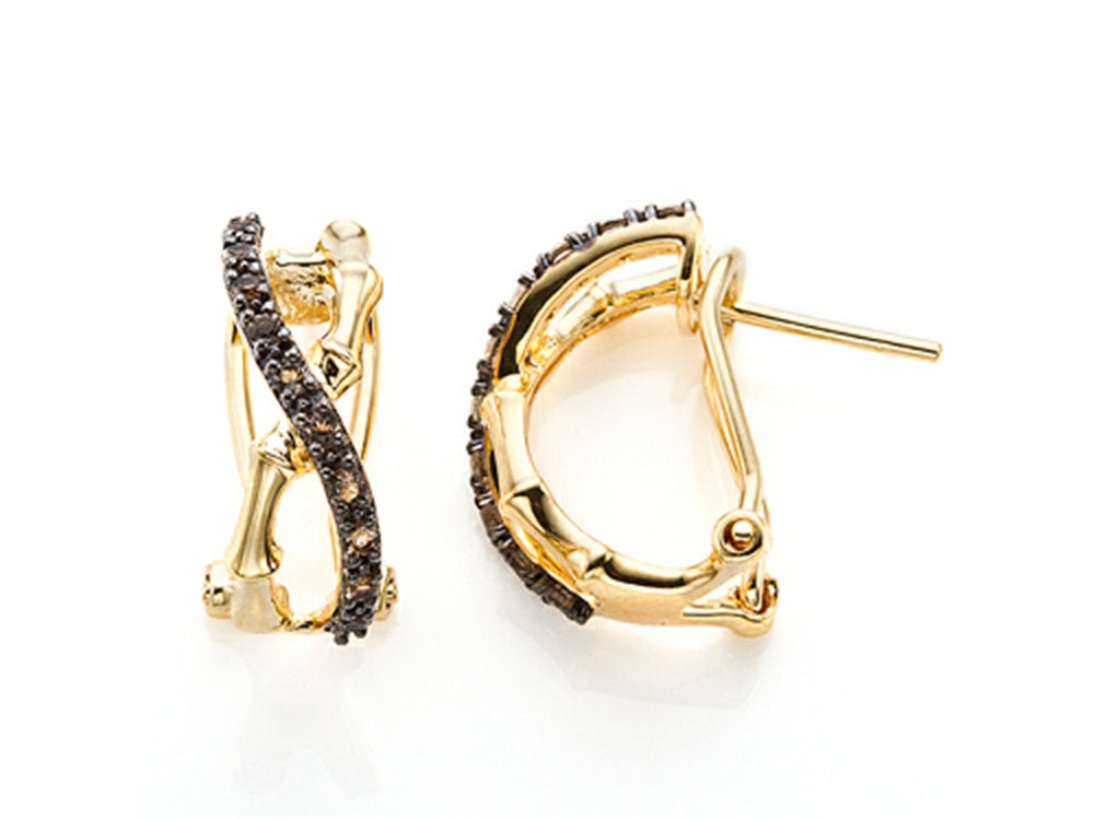 Carlo Viani Smokey Quartz Bamboo Earrings