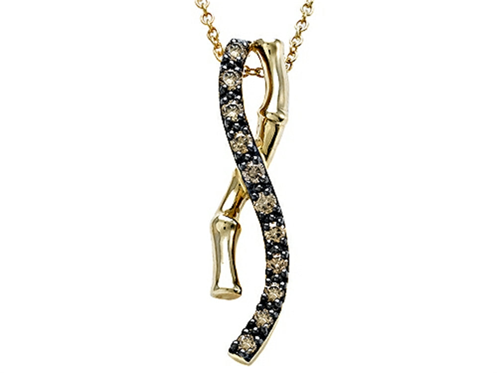 Carlo Viani Smokey Quartz Bamboo Pendant Necklace