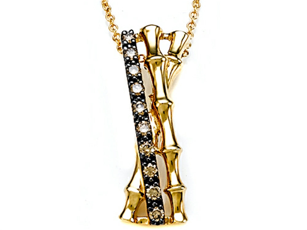 Carlo Viani Smokey Quartz Bamboo Pendant Necklace
