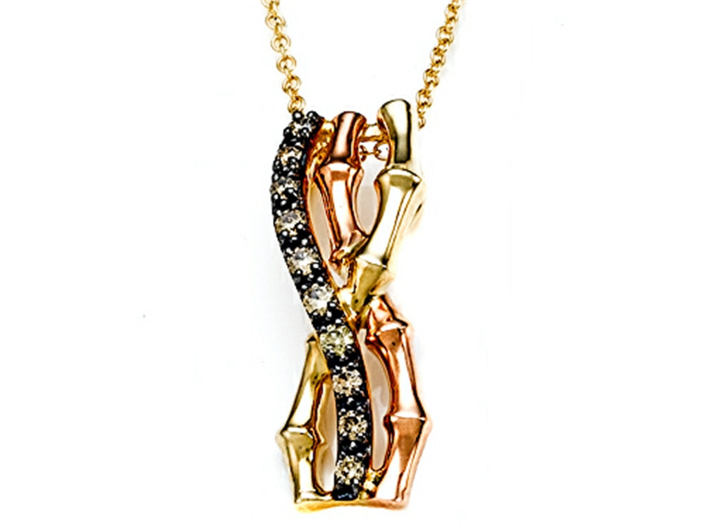Carlo Viani Smokey Quartz Bamboo Pendant Necklace