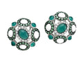 Carlo Viani 925 Sterling Silver Silver Earrings, Mix of White Sapphire, Tsavorite, White Agate, and Onyx