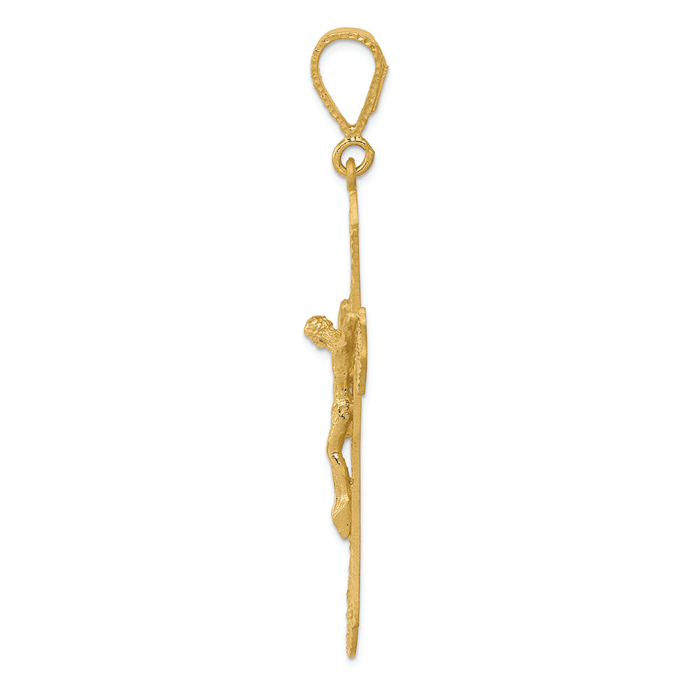FJC Finejewelers 14k Yellow Gold Satin Bright Cut Crucifix Charm
