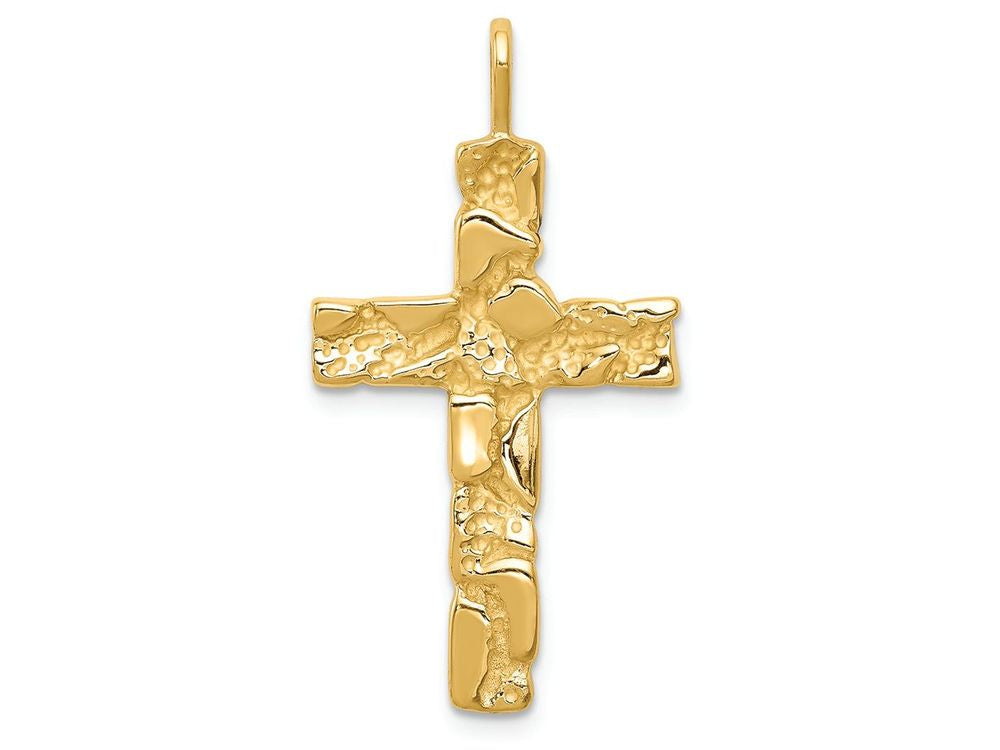 FJC Finejewelers 14k Yellow Gold Nugget Cross Charm