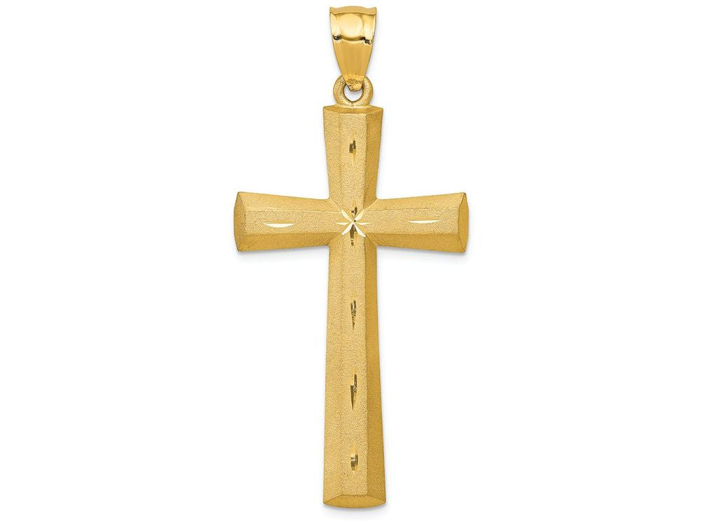 FJC Finejewelers 14k Yellow Gold Satin Diamond -cut Cross Charm