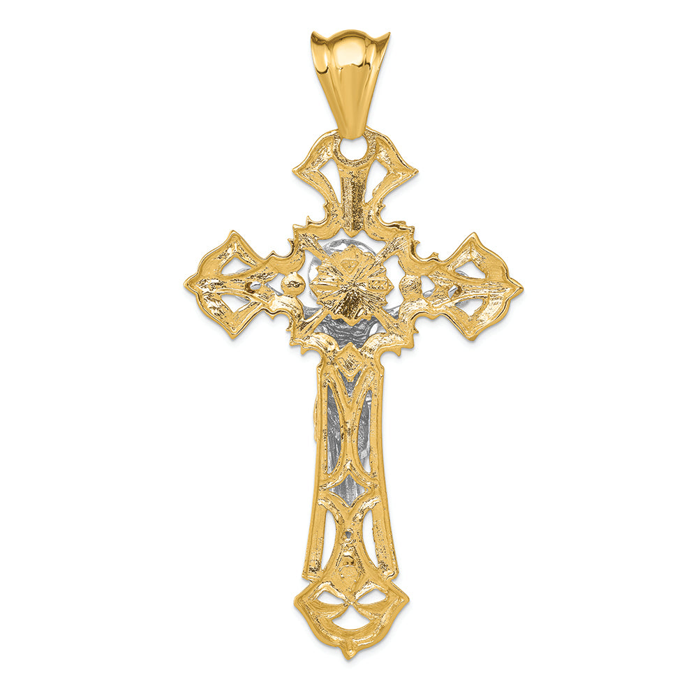 FJC Finejewelers 14k Two-tone Gold Polished with Red CZs Crucifix Charm
