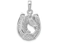 FJC Finejewelers 14k White Gold White Horse Head In Horseshoe Charm