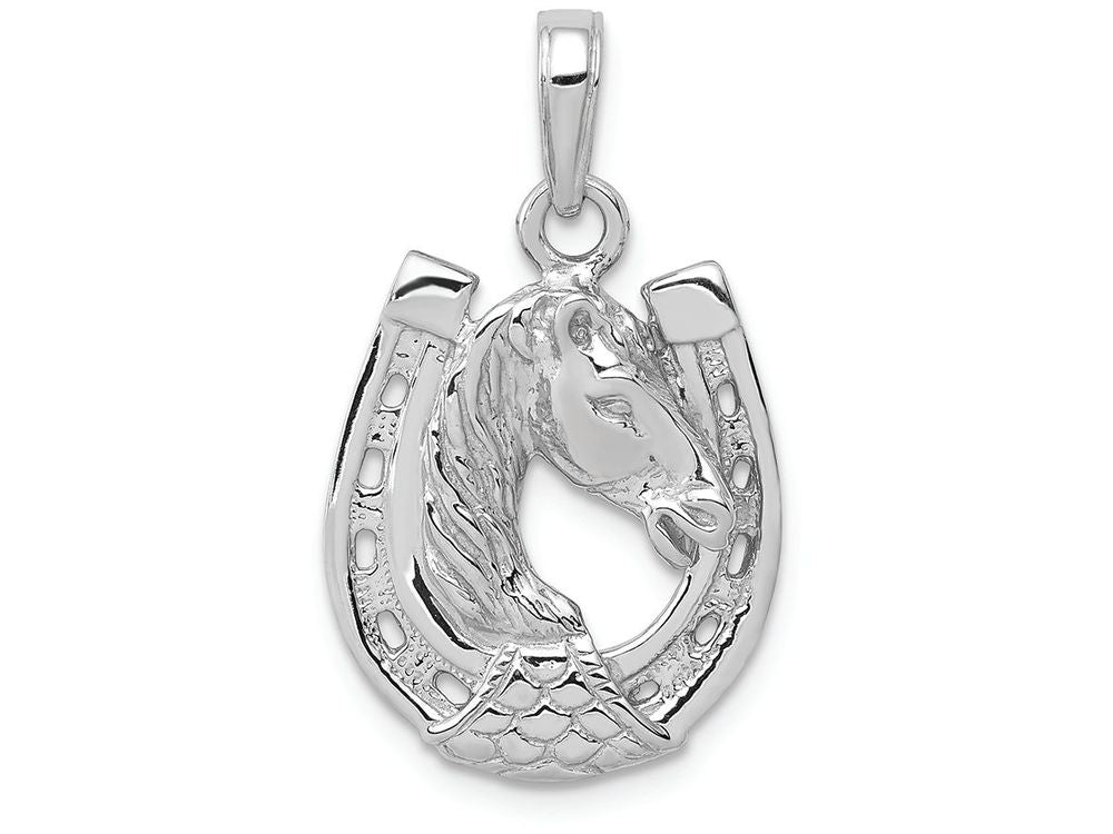 FJC Finejewelers 14k White Gold White Horse Head In Horseshoe Charm