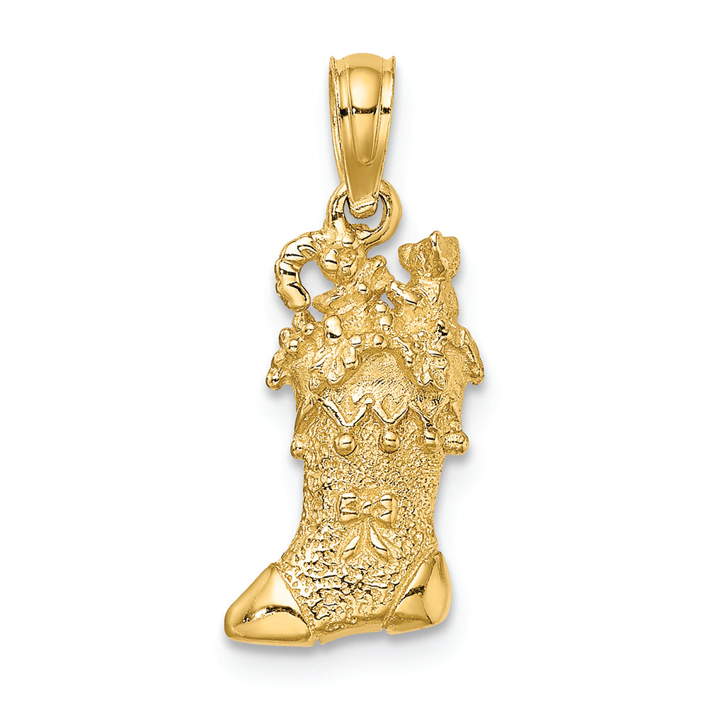 FJC Finejewelers 14k Yellow Gold Solid Polished 3d Christmas Stocking Charm