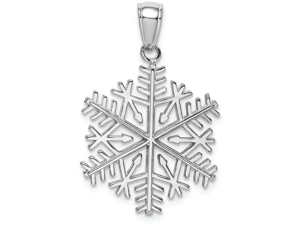 FJC Finejewelers 14k White Gold White 3d Snowflake Polish Satin Finish Charm