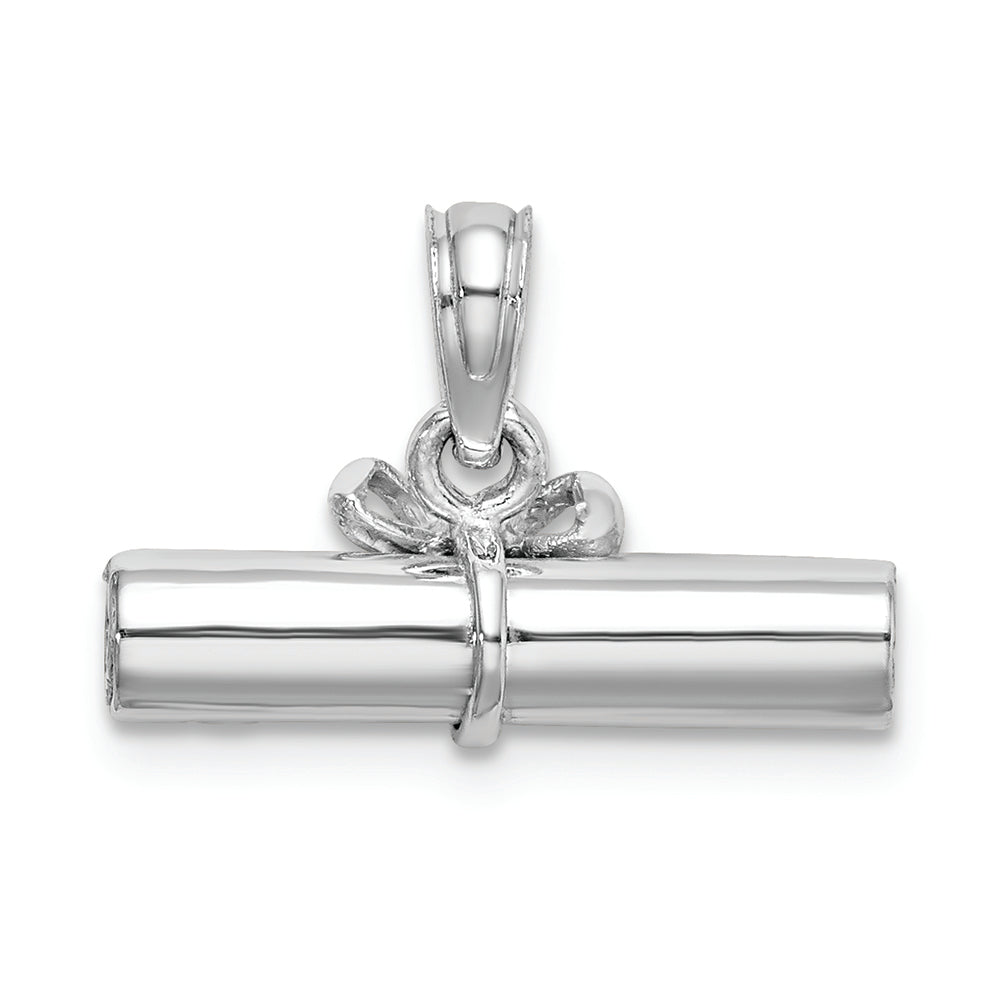 FJC Finejewelers 14k White Gold White 3d Diploma Rolled Up Graduation Charm