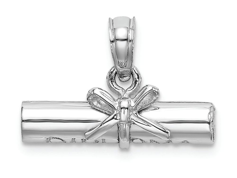 FJC Finejewelers 14k White Gold White 3d Diploma Rolled Up Graduation Charm