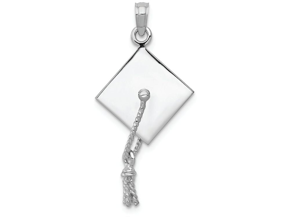FJC Finejewelers 14k White Gold White 3d Graduation Cap Polish Moveable Tassle Charm