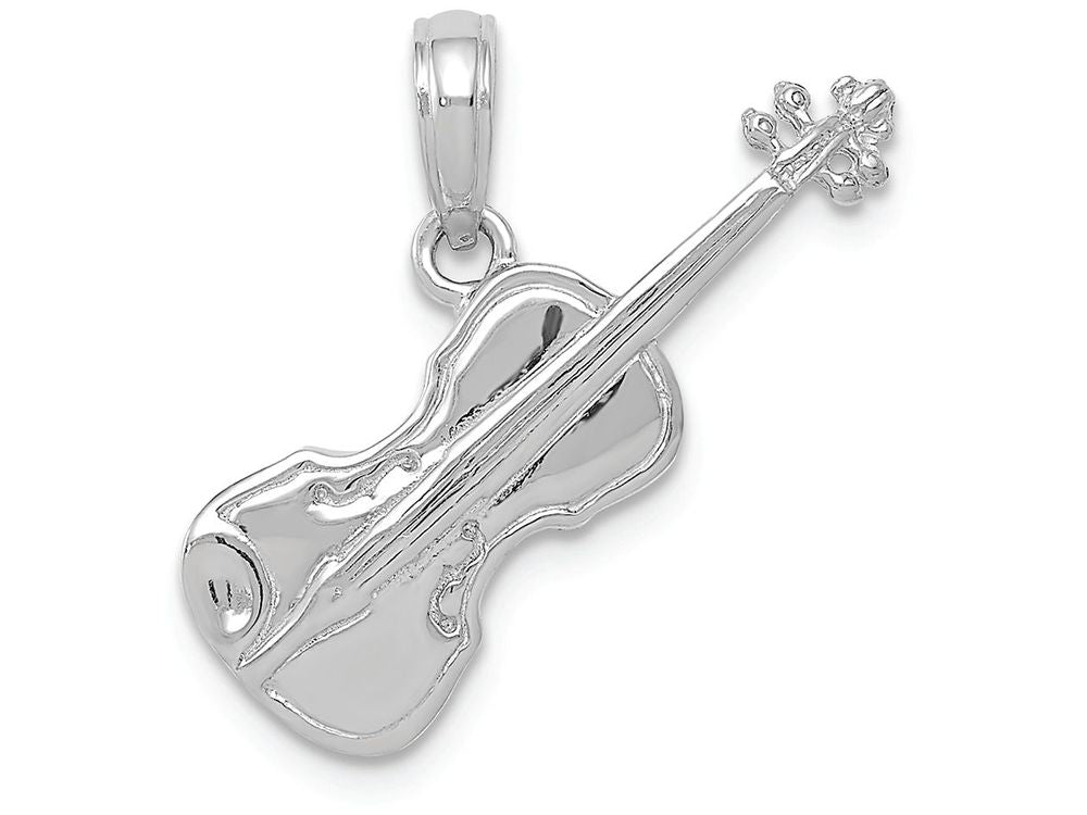 FJC Finejewelers 14k White Gold White 3d Violin Charm