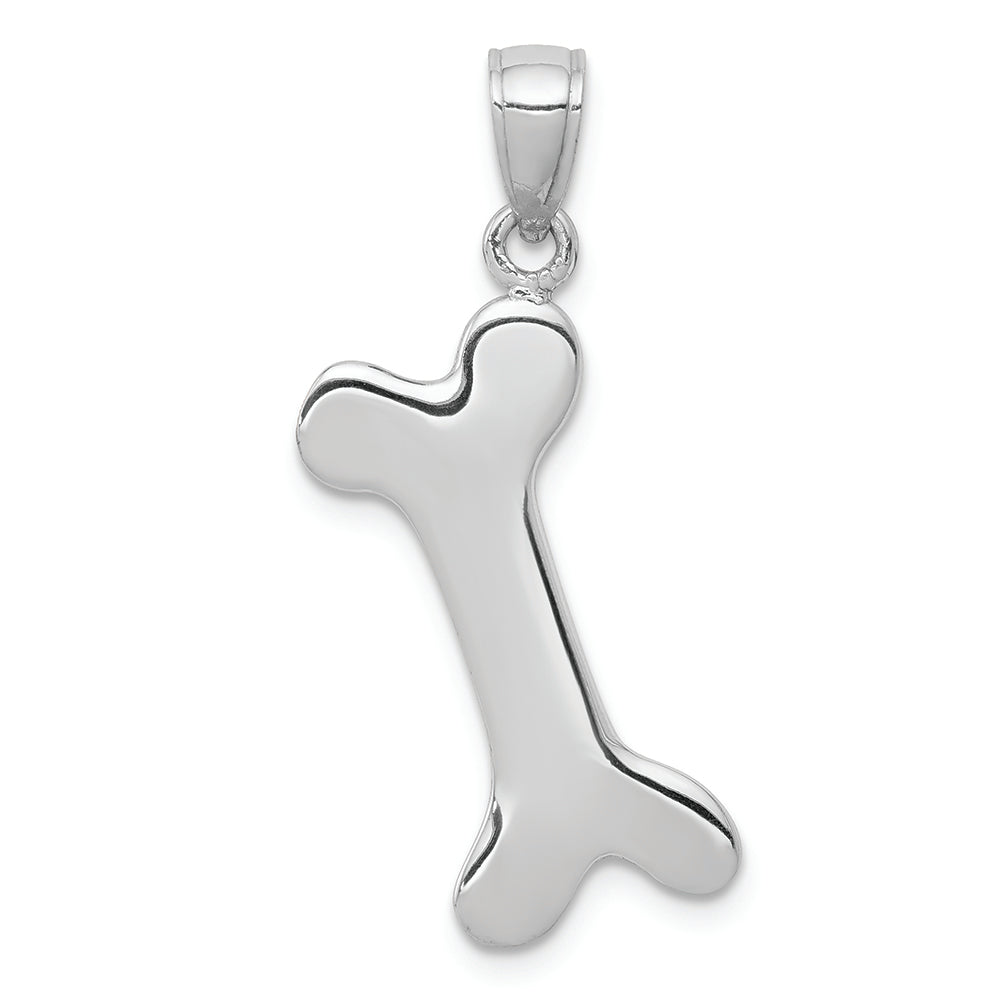 FJC Finejewelers 14k White Gold White 3d Engraveable Dog Bone Charm