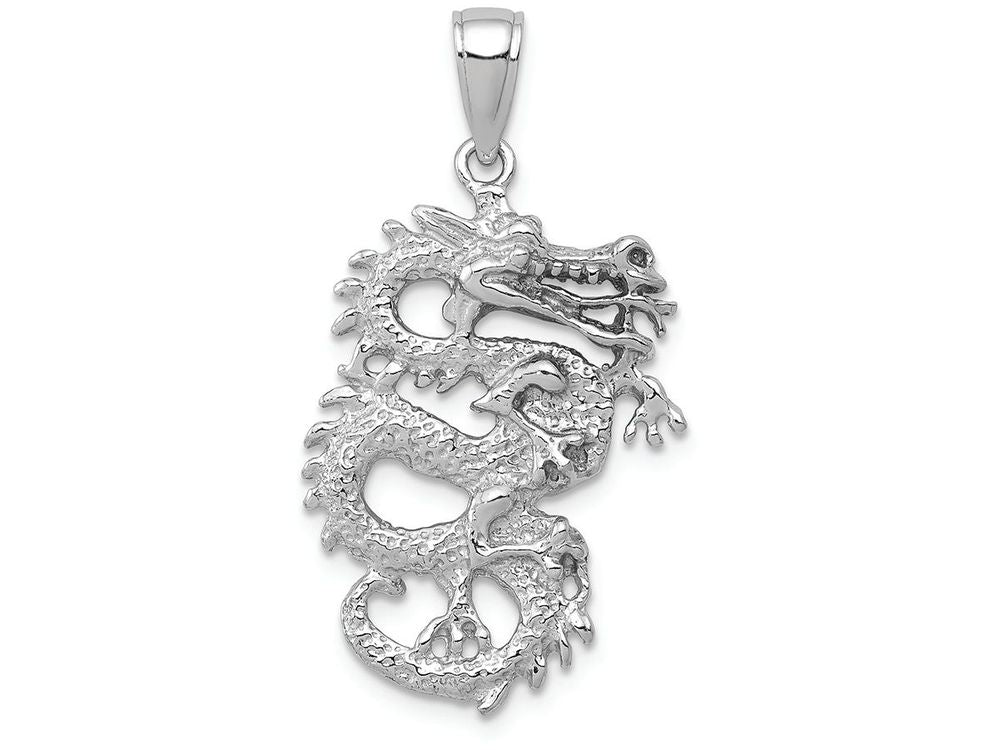 FJC Finejewelers 14k White Gold 3d Dragon Charm (vertical)