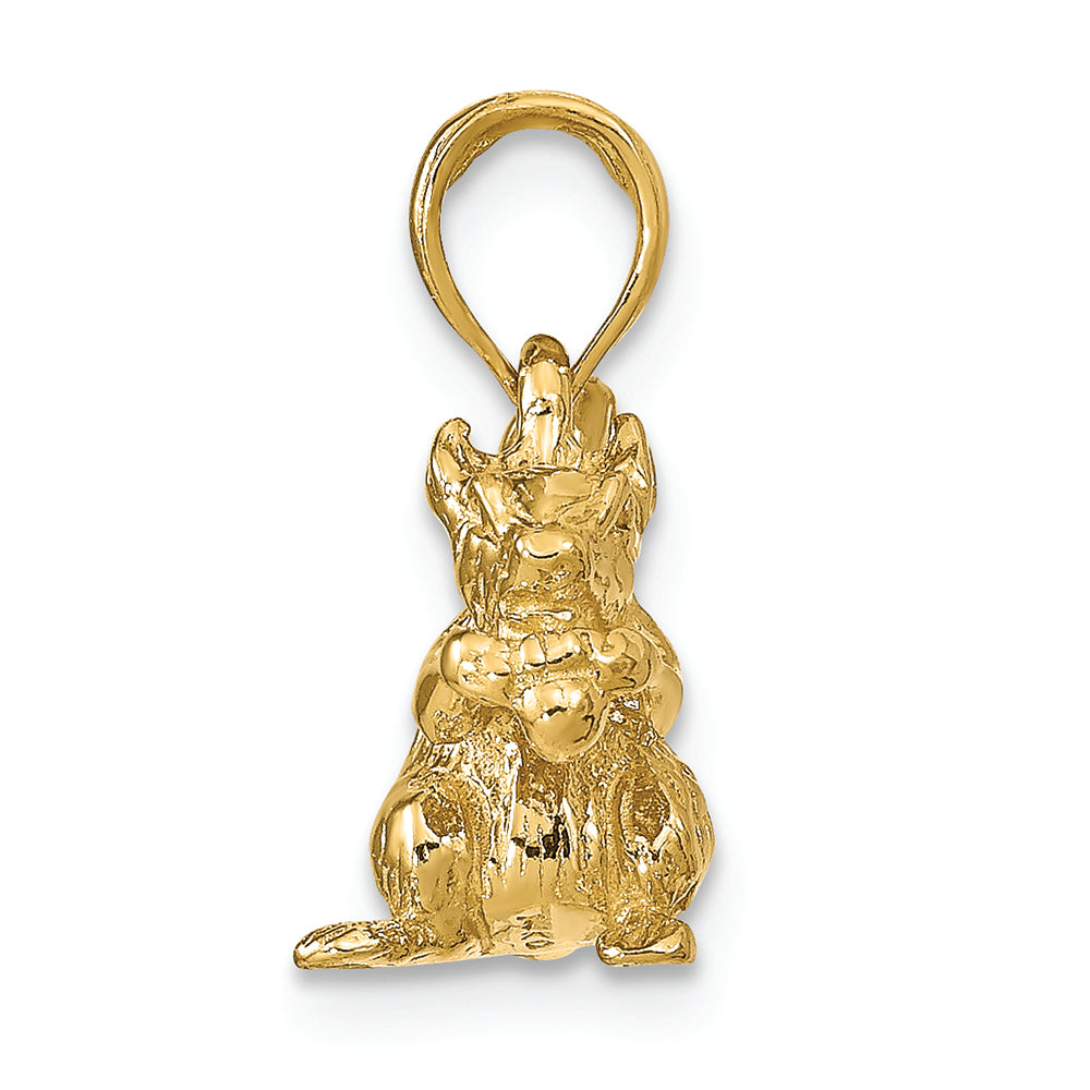FJC Finejewelers 14k Yellow Gold Solid 3d Squirrel with Nut Charm