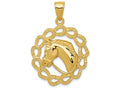 FJC Finejewelers 14k Yellow Gold Solid Polished Horse Head In Horseshoes Charm