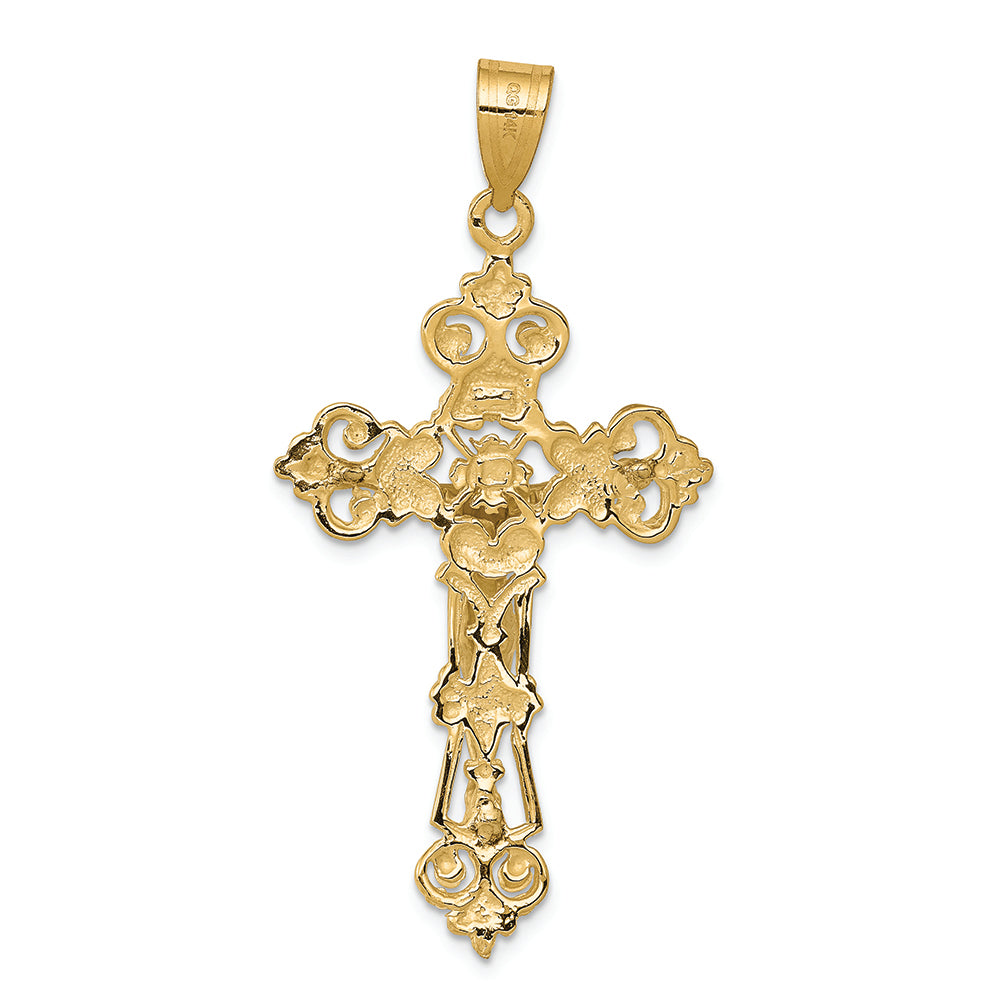 FJC Finejewelers 14k Two-tone Gold Inri Fleur De Lis Crucifix Charm