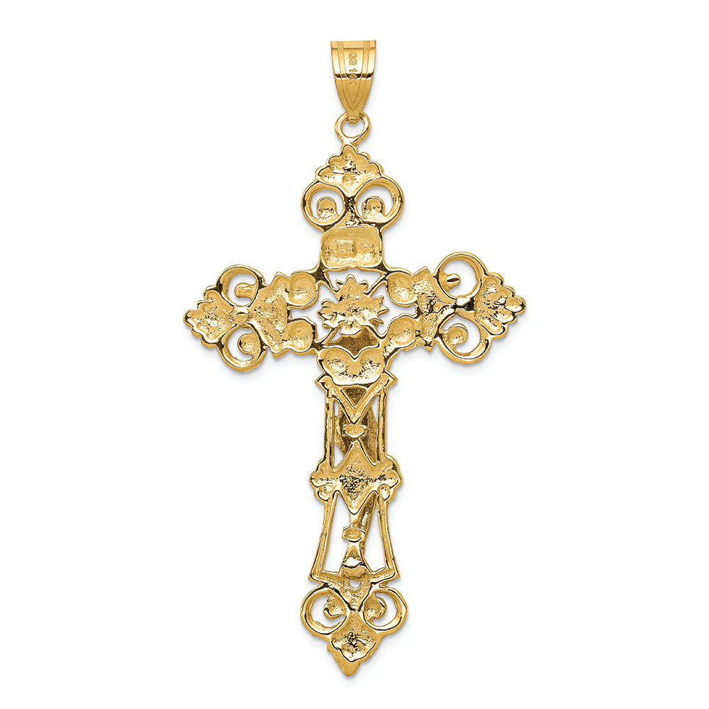 FJC Finejewelers 14k Two-tone Gold Inri Fleur De Lis Crucifix Charm