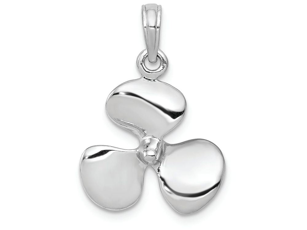FJC Finejewelers 14k White Gold White 3d Three Blade Propeller with Center Bead Charm