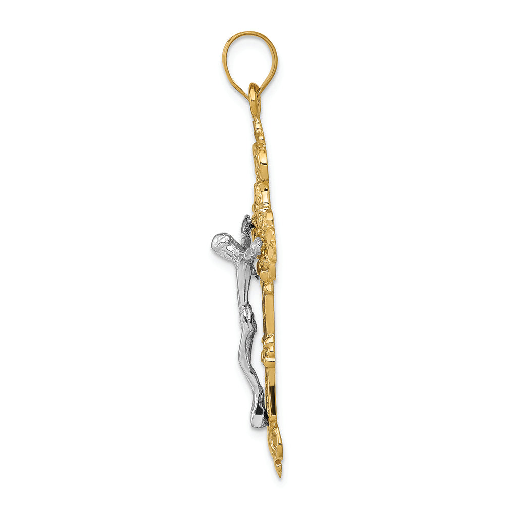 FJC Finejewelers 14k Yellow Gold Inri Fleur De Lis Crucifix Charm