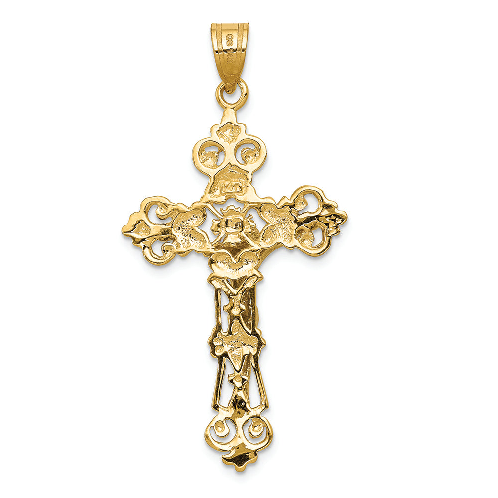 FJC Finejewelers 14k Yellow Gold Inri Fleur De Lis Crucifix Charm