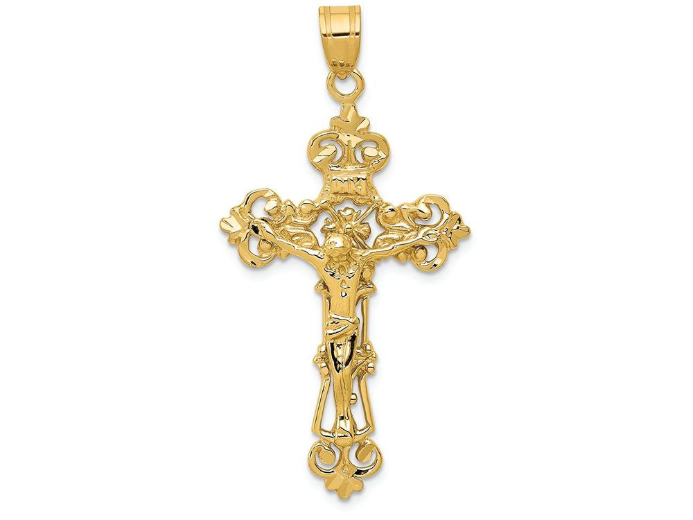 FJC Finejewelers 14k Yellow Gold Inri Fleur De Lis Crucifix Charm