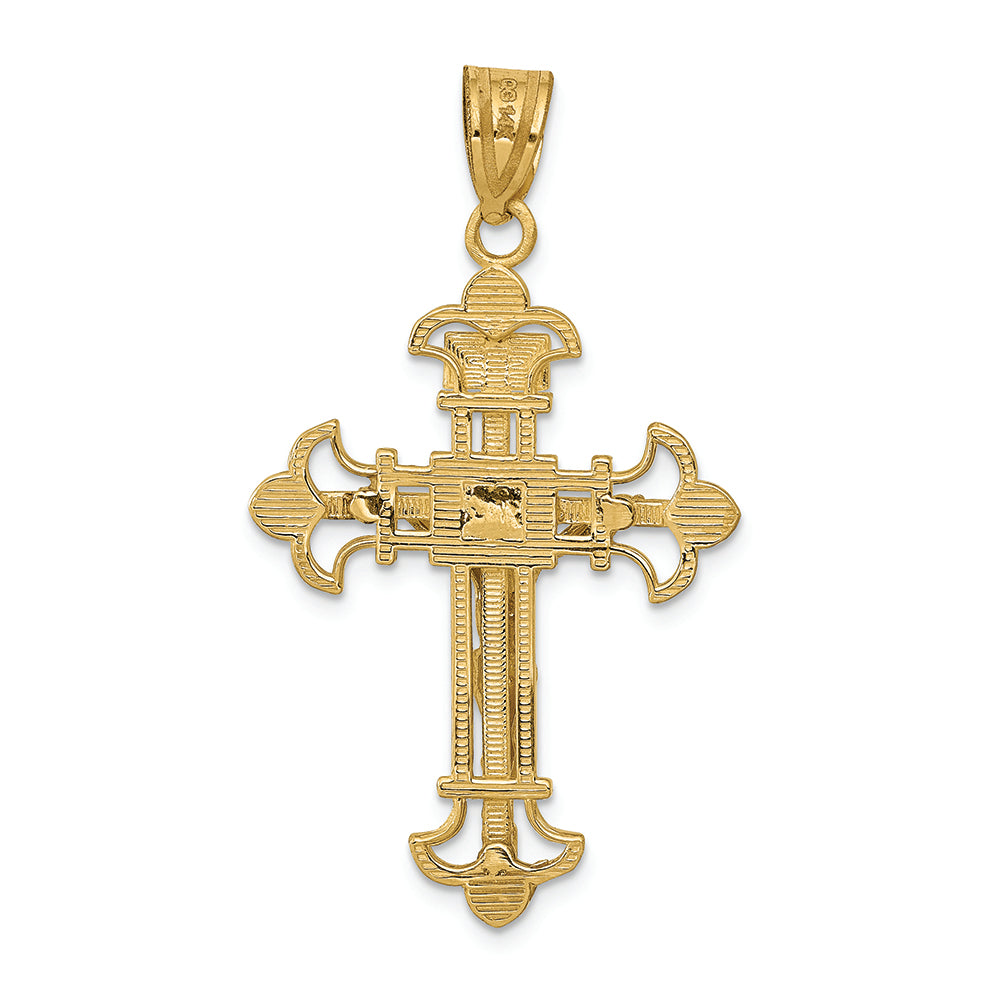 FJC Finejewelers 14k Yellow Gold Inri Fleur De Lis Crucifix Charm