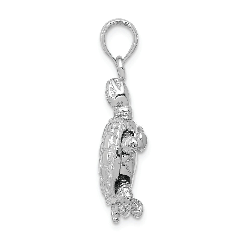 FJC Finejewelers 14k White Gold White 3d Land Turtle with Moveable Head Legs Charm