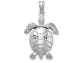 FJC Finejewelers 14k White Gold White 3d Moveable Sea Turtle Charm