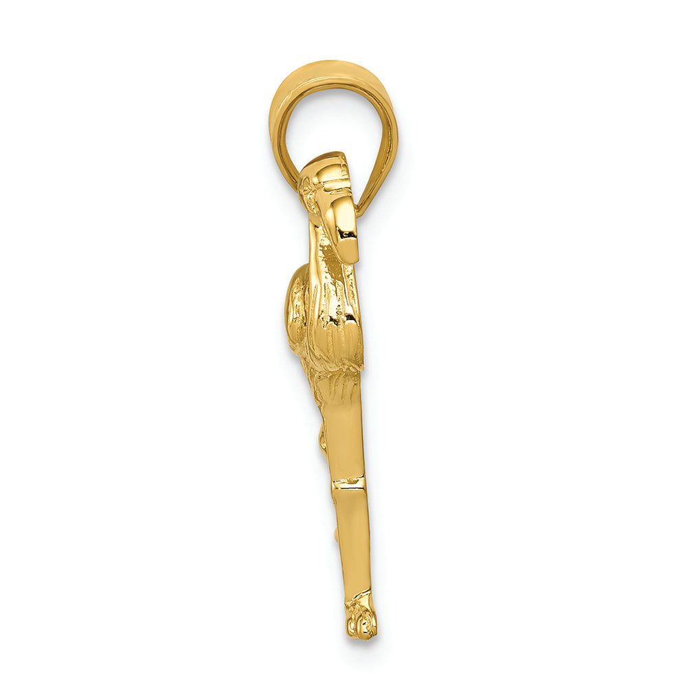 FJC Finejewelers 14k Yellow Gold Solid Polished Open-backed Flamingo Charm