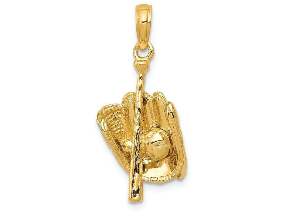 FJC Finejewelers 14k Yellow Gold Polished 3d Glovebatball Baseball Charm