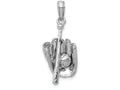 FJC Finejewelers 14k White Gold White 3d Baseball Glove  Bat Ball Charm