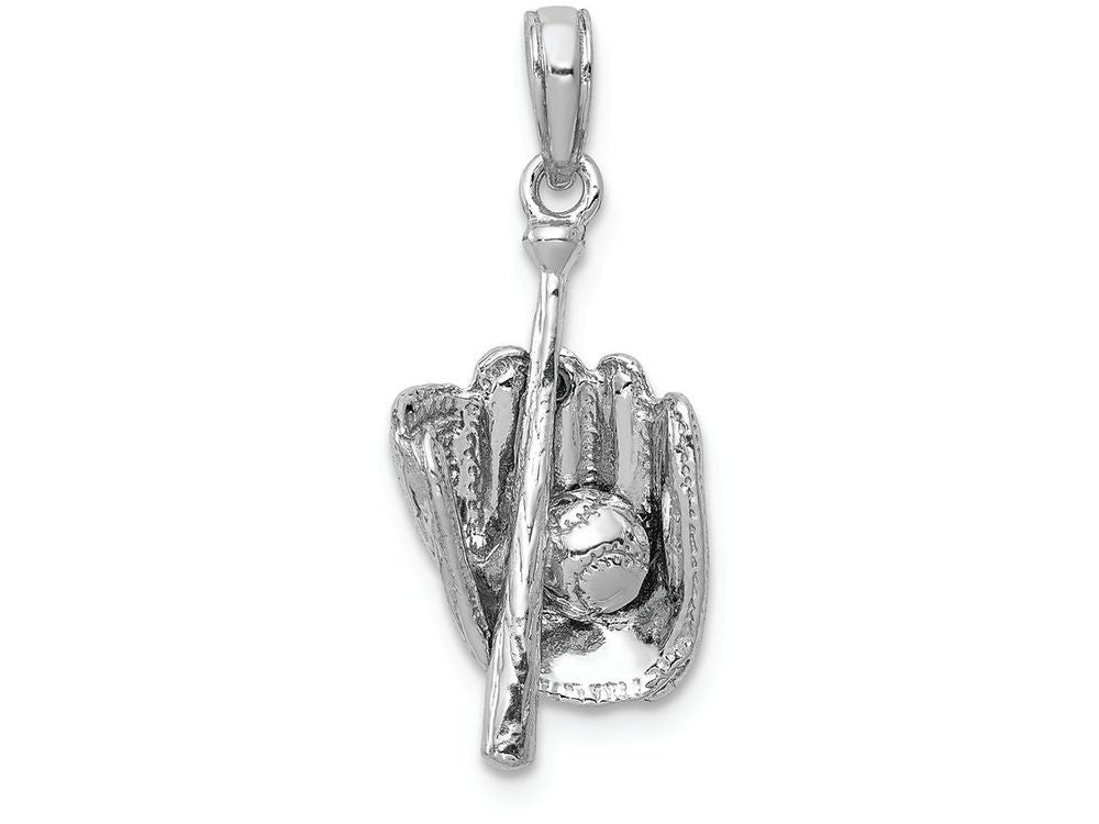 FJC Finejewelers 14k White Gold White 3d Baseball Glove  Bat Ball Charm