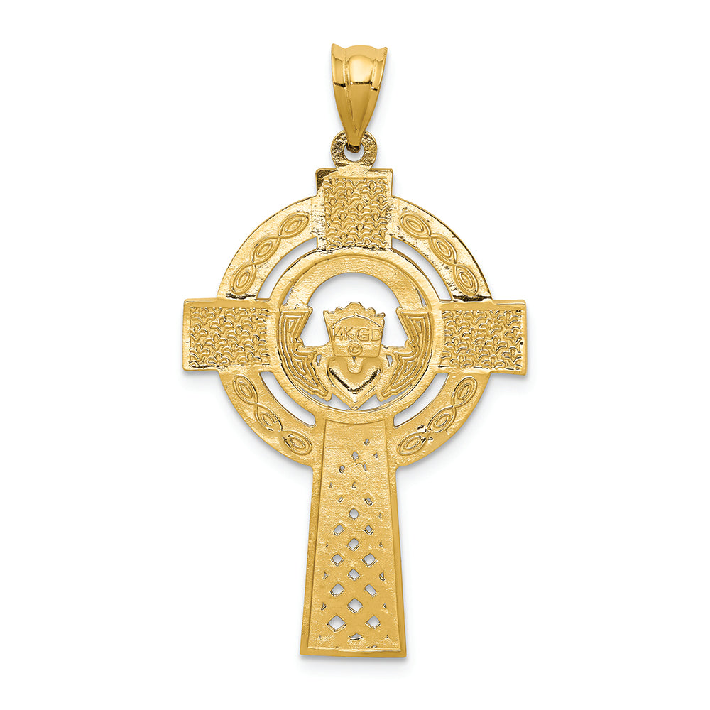 FJC Finejewelers 14k Yellow Gold Celtic Claddagh Cross Charm