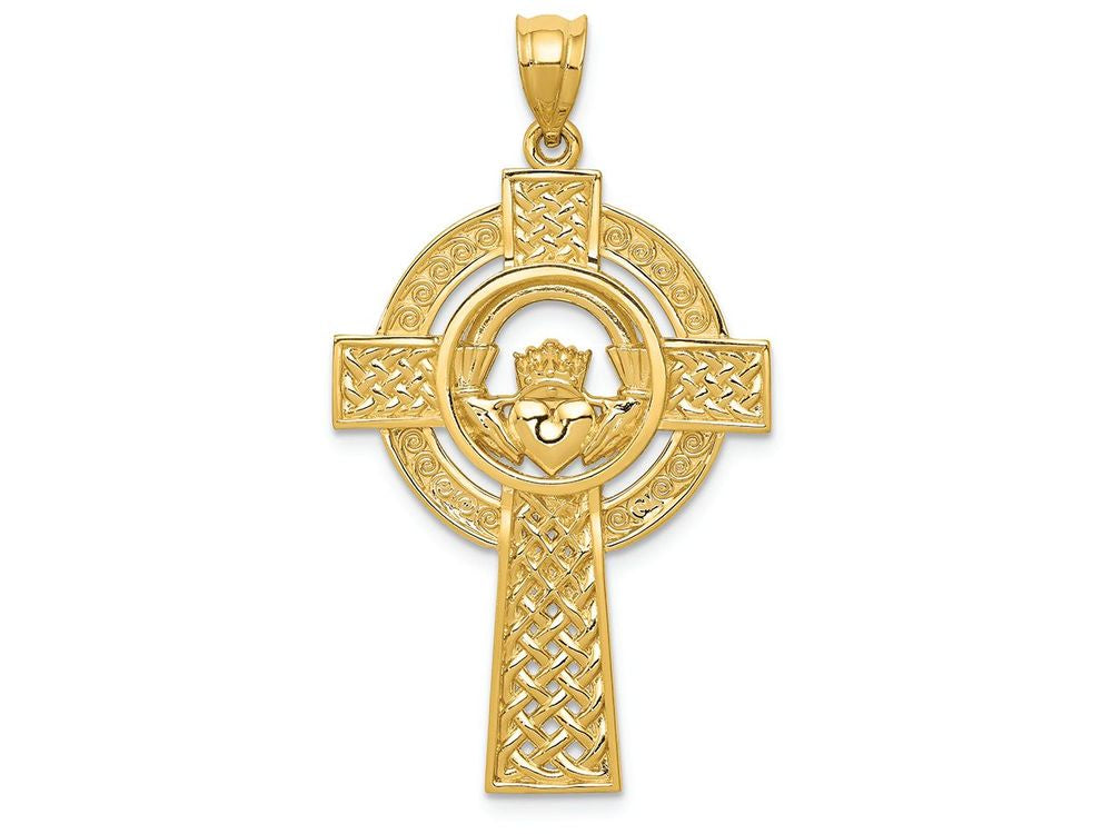 FJC Finejewelers 14k Yellow Gold Celtic Claddagh Cross Charm