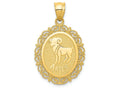 FJC Finejewelers 14k Yellow Gold Solid Satin Polished Aries Zodiac Oval Charm