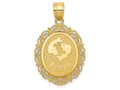 FJC Finejewelers 14k Yellow Gold Solid Satin Polished Pisces Zodiac Oval Charm