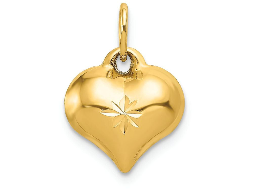 FJC Finejewelers 14k Yellow Gold Puffed Bright Cut Heart Charm