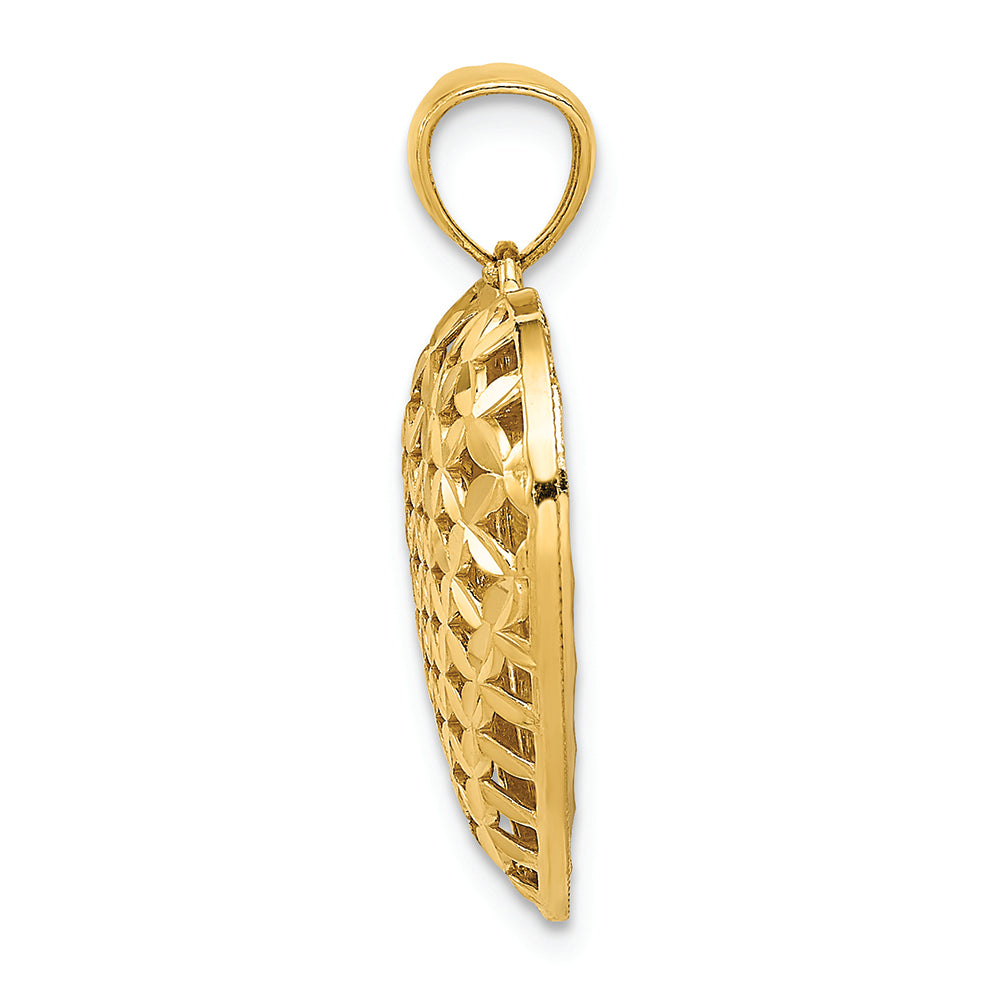 FJC Finejewelers 14k Two-tone Gold Filigree Basket Weave Reversible Heart Charm