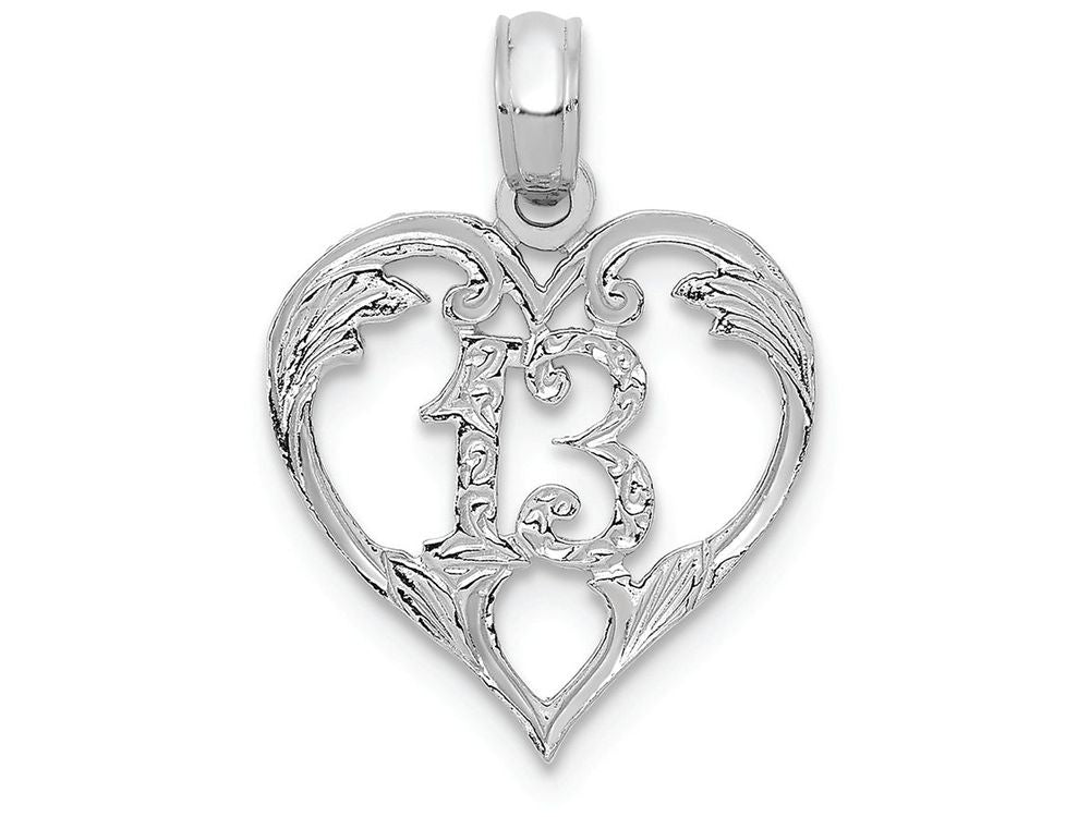 FJC Finejewelers 14k White Gold White 13 Inside Heart Charm