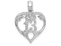 FJC Finejewelers 14k White Gold White 13 Inside Heart Charm
